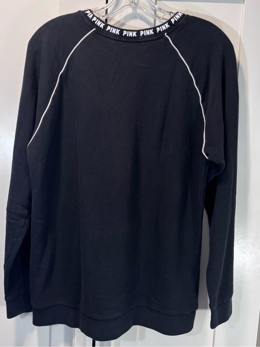 PINK Victoria’s Secret Cotton Blend Pullover Sweatshirt Dog Logo Black Crewneck - Picture 3 of 5